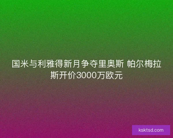 国米与利雅得新月争夺里奥斯 帕尔梅拉斯开价3000万欧元