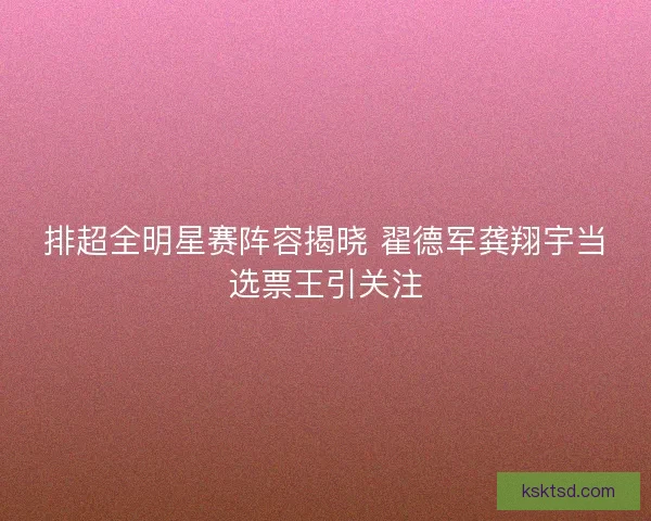 排超全明星赛阵容揭晓 翟德军龚翔宇当选票王引关注 排超全明星赛阵容揭晓 翟德军龚翔宇当选票王引关注